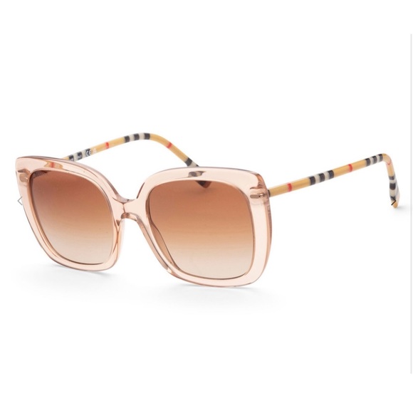 BURBERRY PEACH TRANSPARENT FRAMES WITH ICONIC VINTAGE CHECK MONOGRAM PATTERN ARM - Picture 3 of 16